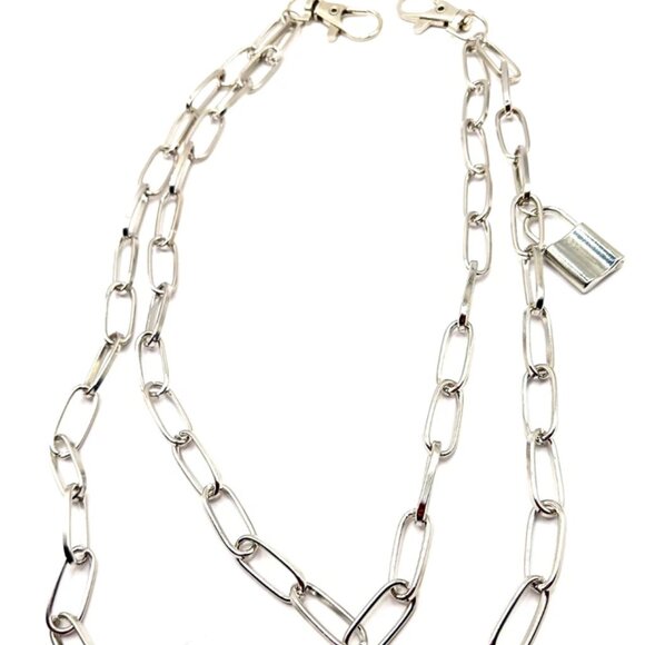 Double Layer Pants Or Wallet Silver Tone Chain 19" With Lock - Picture 1 of 9